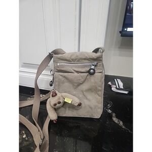 Kipling Crossbody Shoulder Bag Tan Nylon with Plush Monkey Keychain "Xiah" – Vin